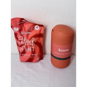 Biom Refillable Wipe Dispenser Clay Terracotta 60ct Peppermint All Purpose Wipes